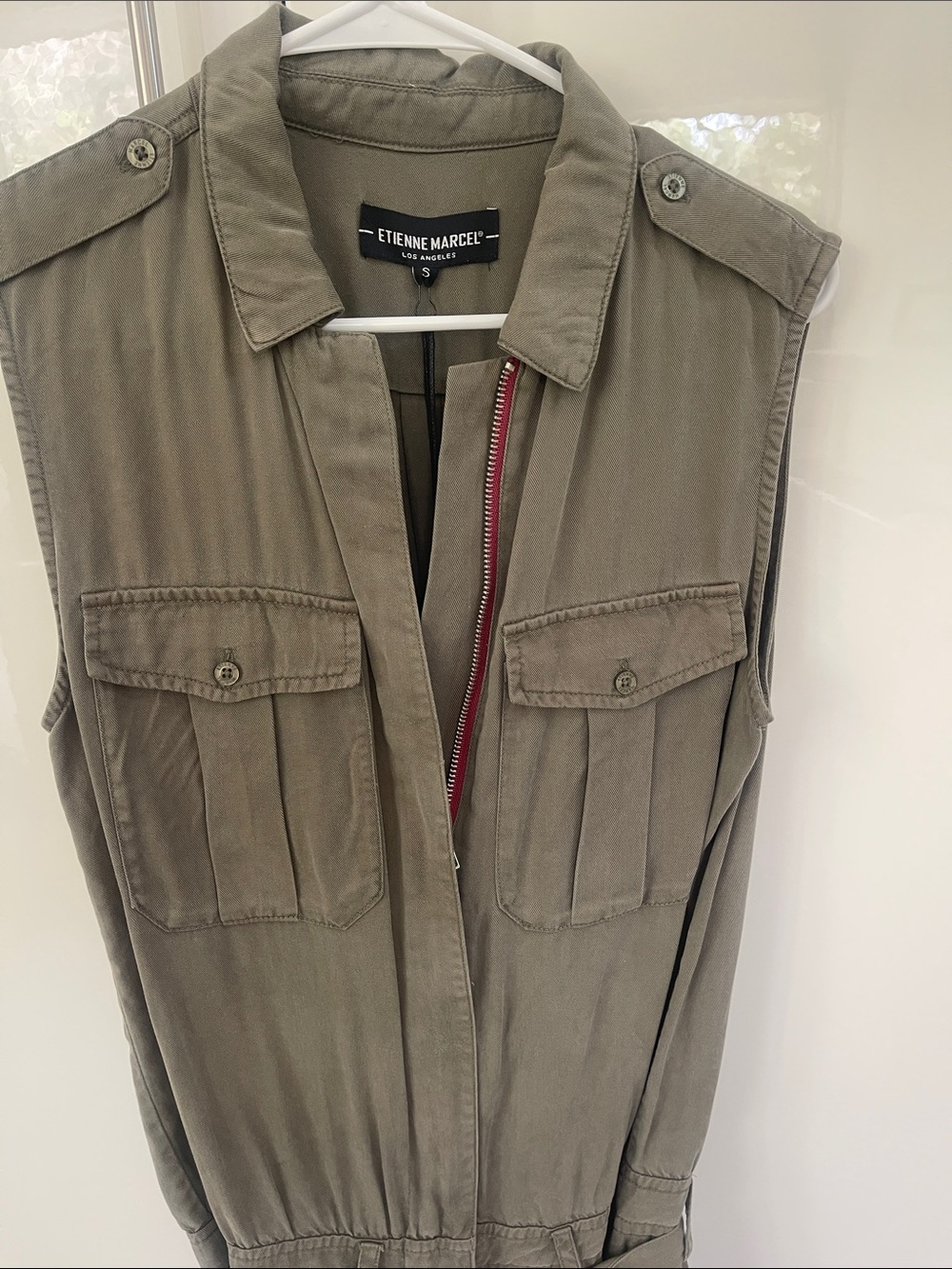 Etienne Marcel Olive Utility Sleeveless Jumpsuit